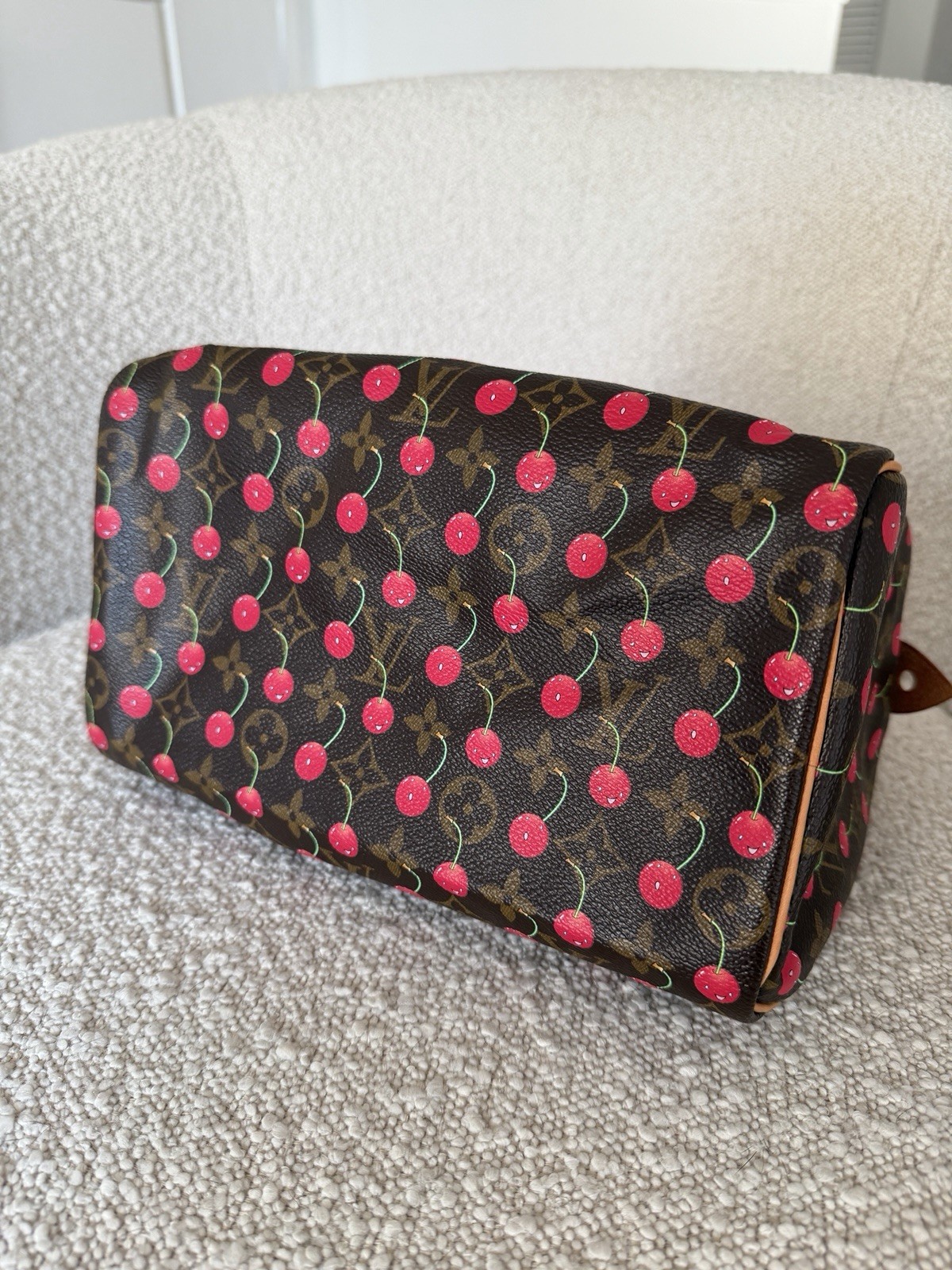 Louis Vuitton Speedy Satchel 25 Brown Canvas Monogram Cerises