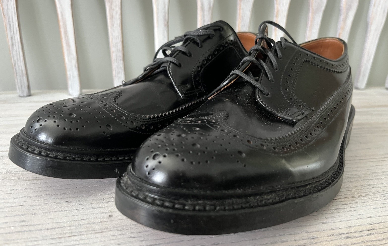 WOW! Bostonian Classics Wingtip Oxford Shoes Black Leather Made in USA 9 D/B