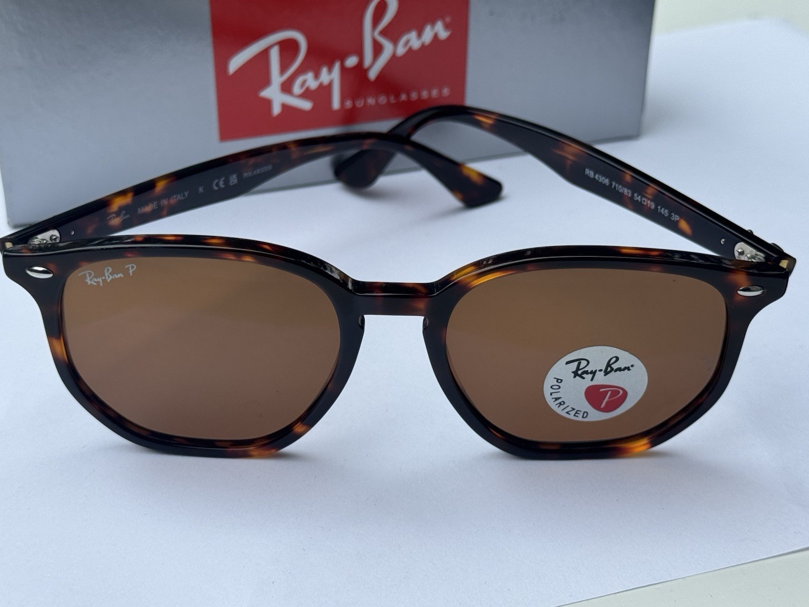NEW Ray-Ban RB4306 710/83 Polished Light Havana/ Polarized Brown Sunglasses 54mm