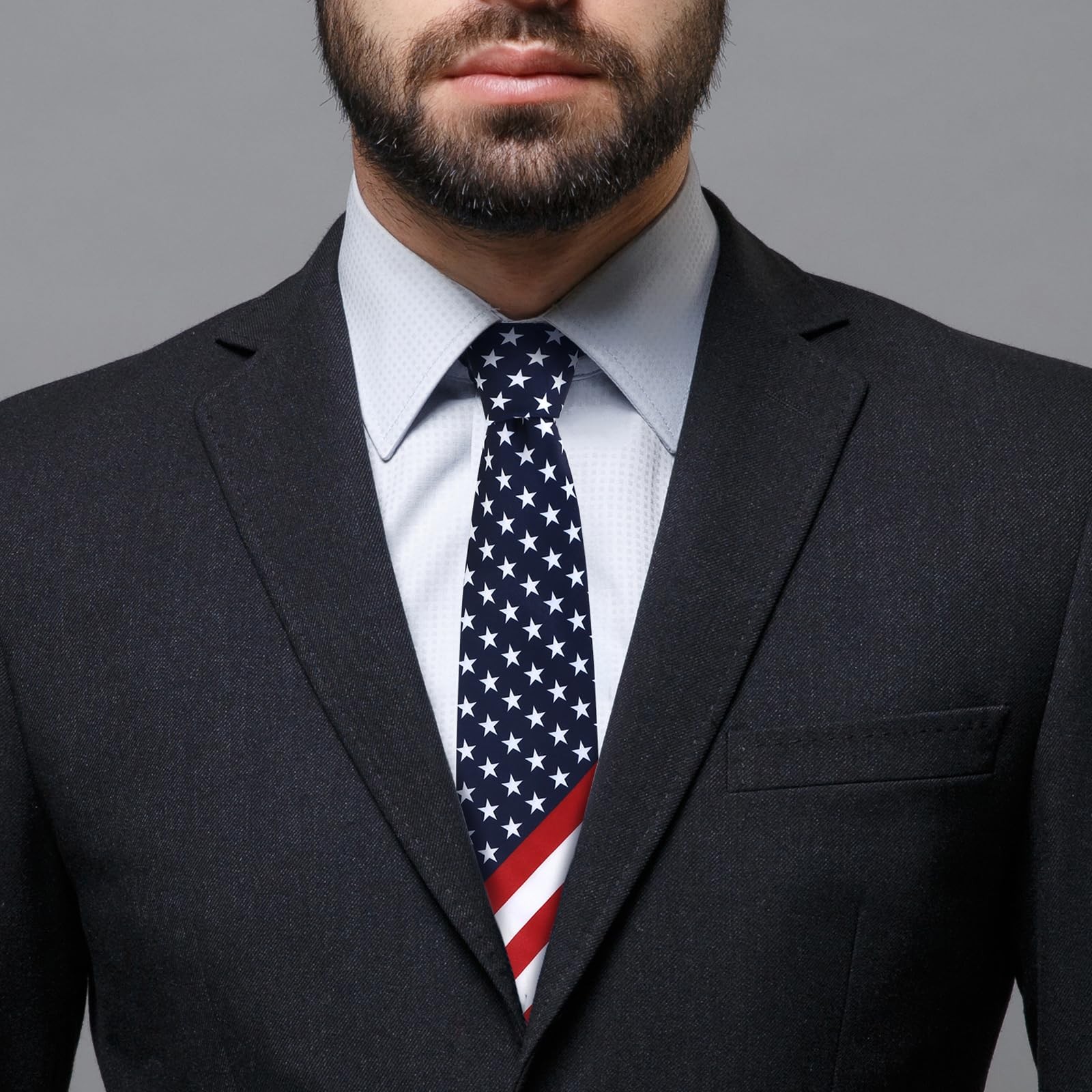 Men’s American Flag Ties 3.27″ (8.3CM) USA Necktie for Men