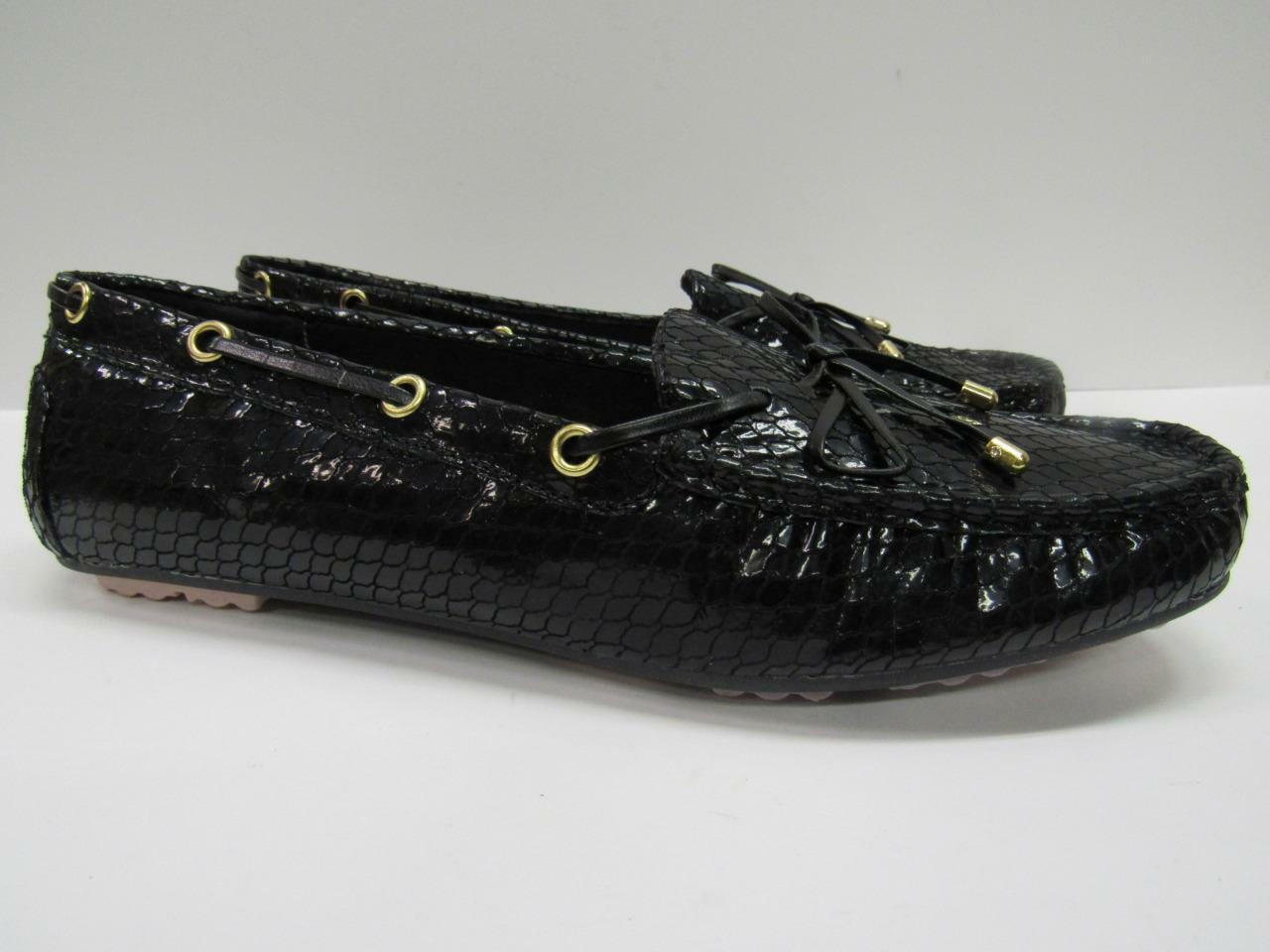 New Isaac Mizrahi Leather Driving Moccasins Flats Loafer Womens Black Purple NIB