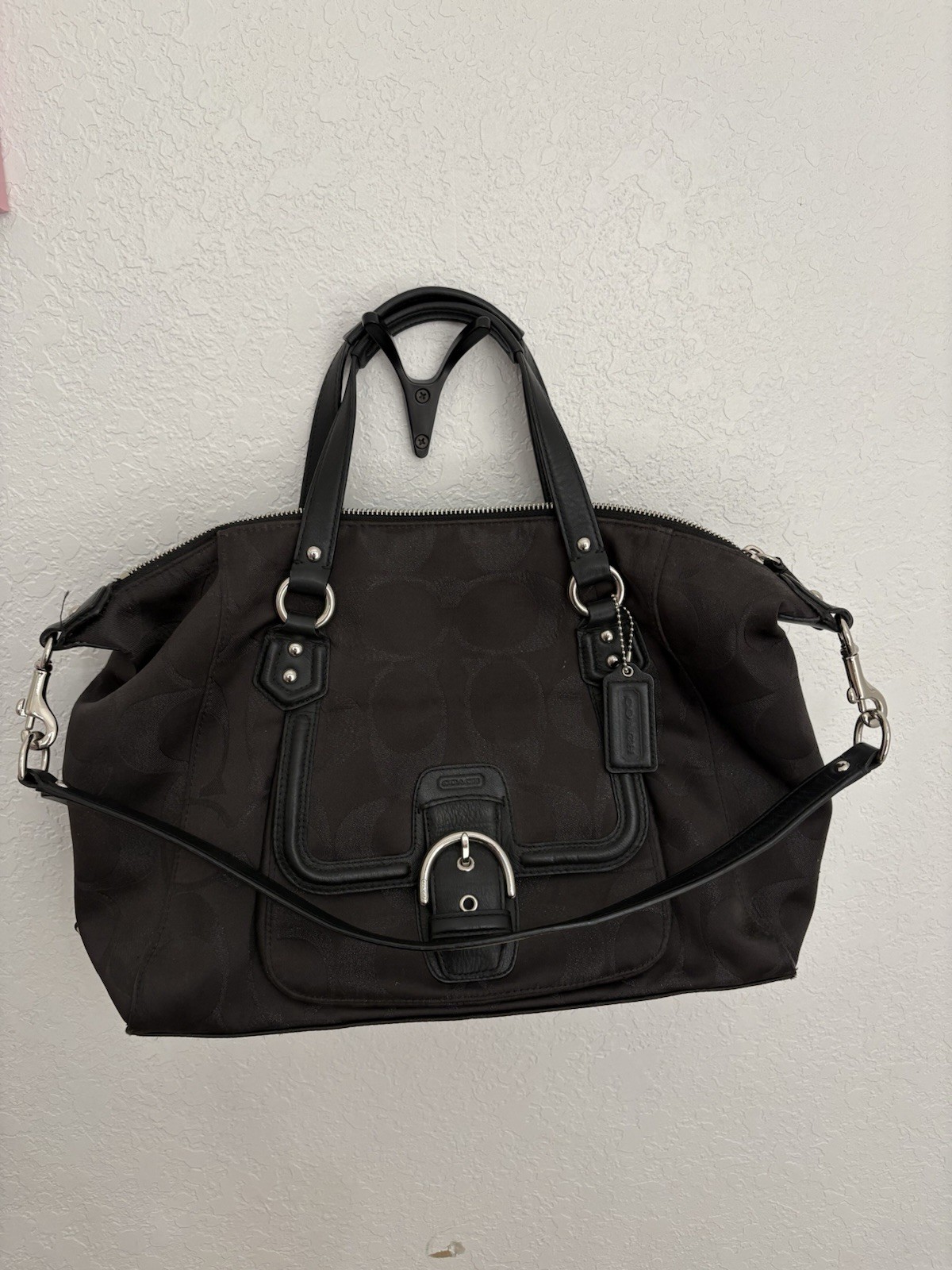 Black Coach Insignia Handbag Shoulder Bag Purse