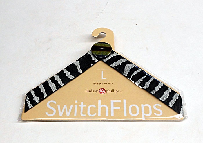 Switch Flops Lindsay Phillips Black Grey Stripes Large Interchangeable Straps