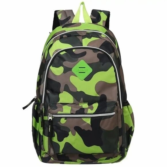 New Camouflage 19-Inch Student School Book Bag & kids Sports Backpack Green Camo