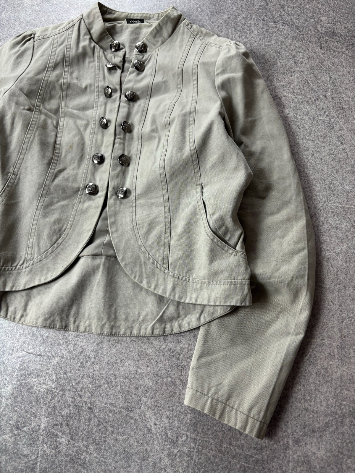 00s Gothic Napoleon Style Military Cotton Cropped Jacket Double Breasted Button