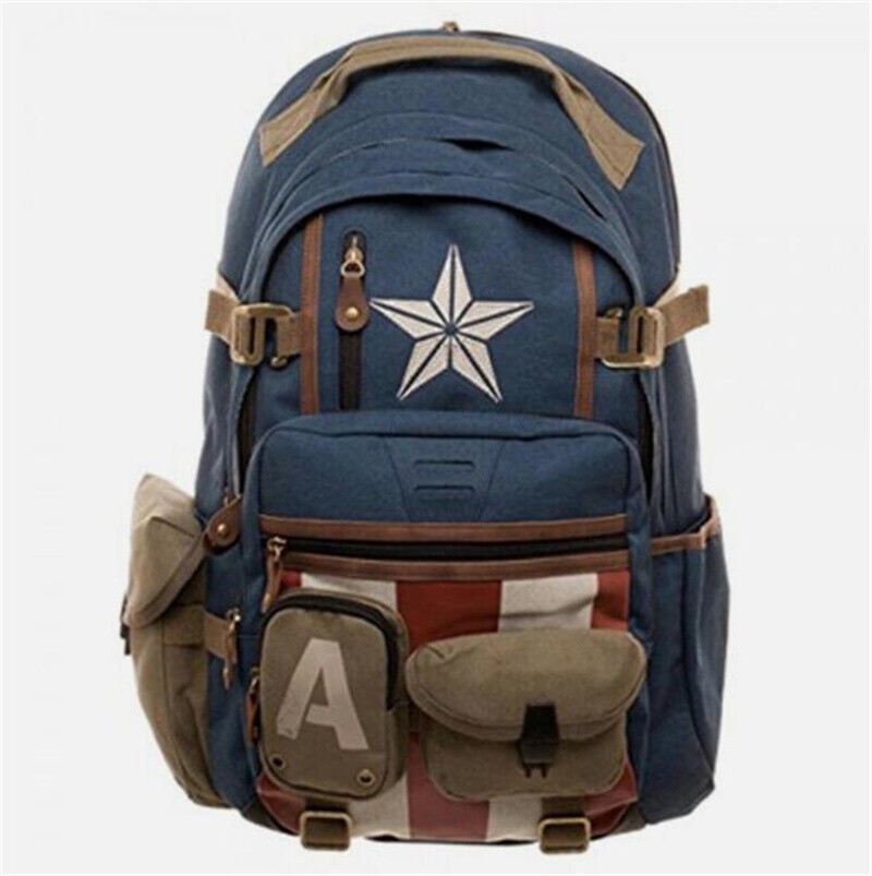 Marvel Captain America Backpack Avengers Zipper Shoulder Bag Schoolbag Rucksack