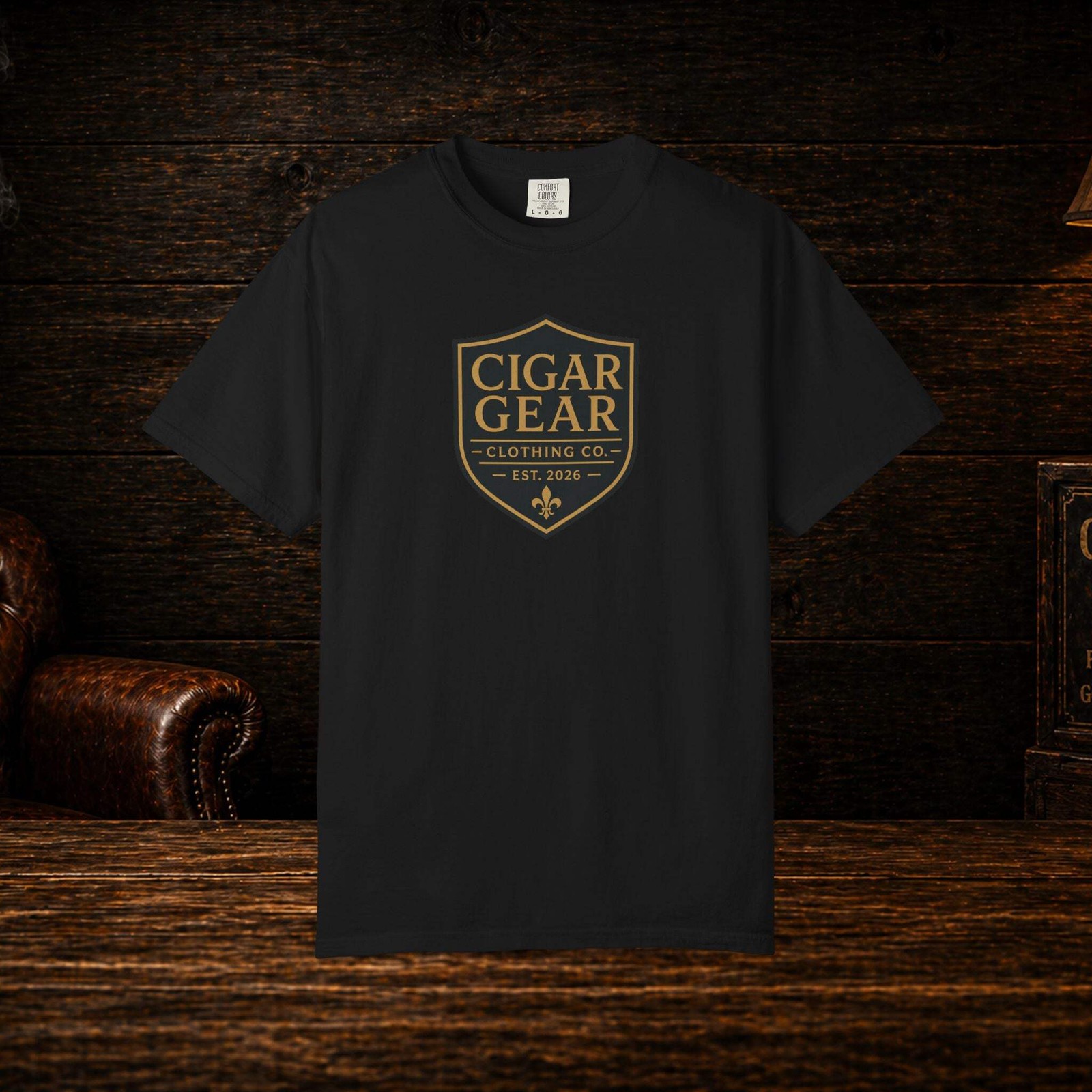 Cigar Gear Shield Logo T Shirt Men’s Graphic Tee Smoking Lounge Apparel