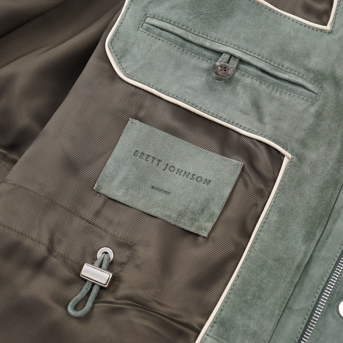 Brett Johnson Green Soft Calf Suede Leather ‘Lugano’ Field Jacket XL (Eu 54) NWT