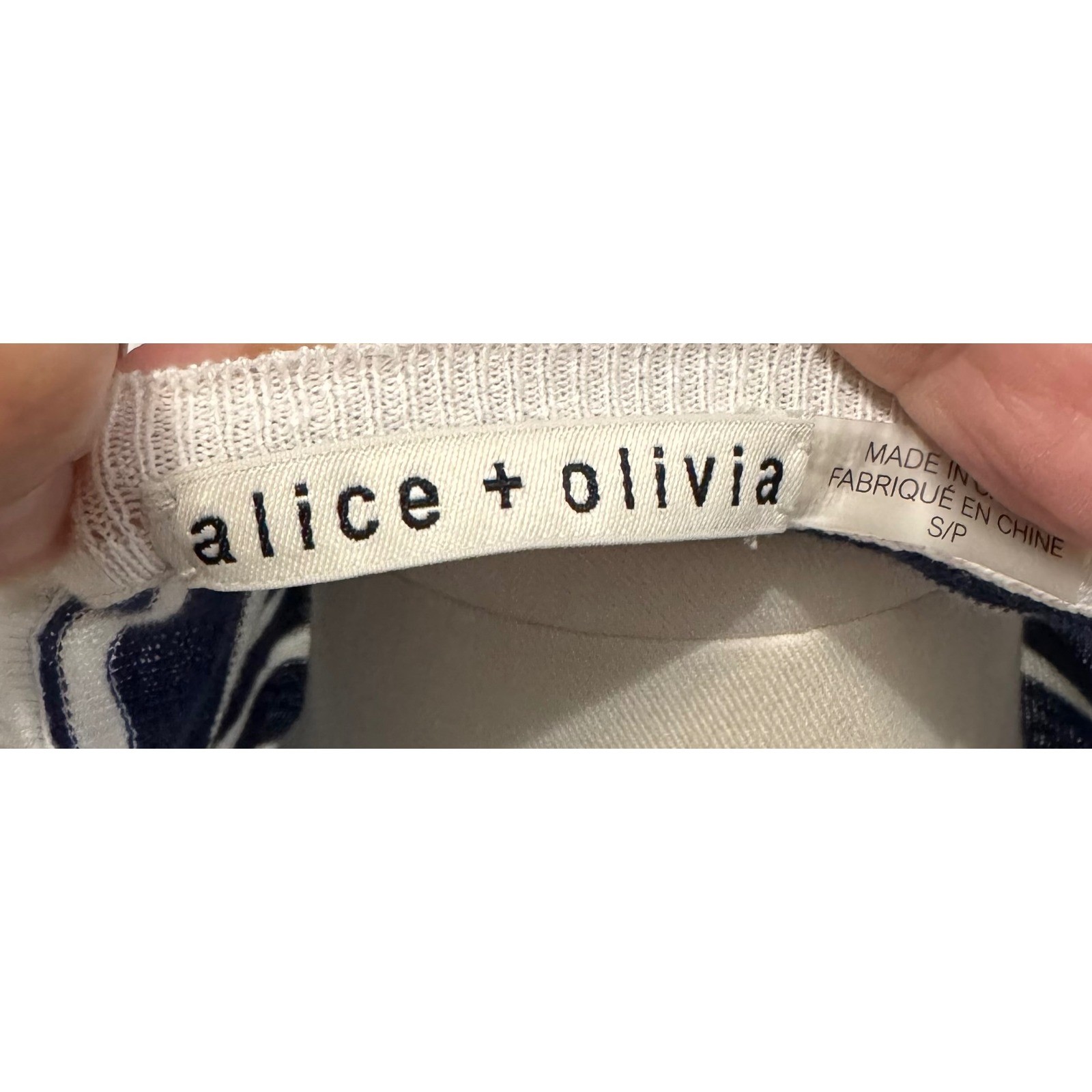 Alice + Olivia Navy Bernetta White Blue Stripe Linen Cotton Crop Sweater Small