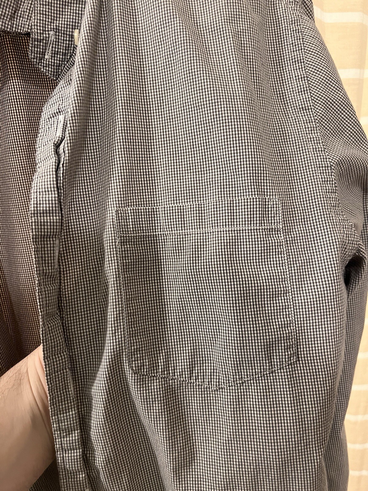 J.CREW OXFORD SHIRT GRAY GINGHAM LONG SLEEVE MEN’S MEDIUM