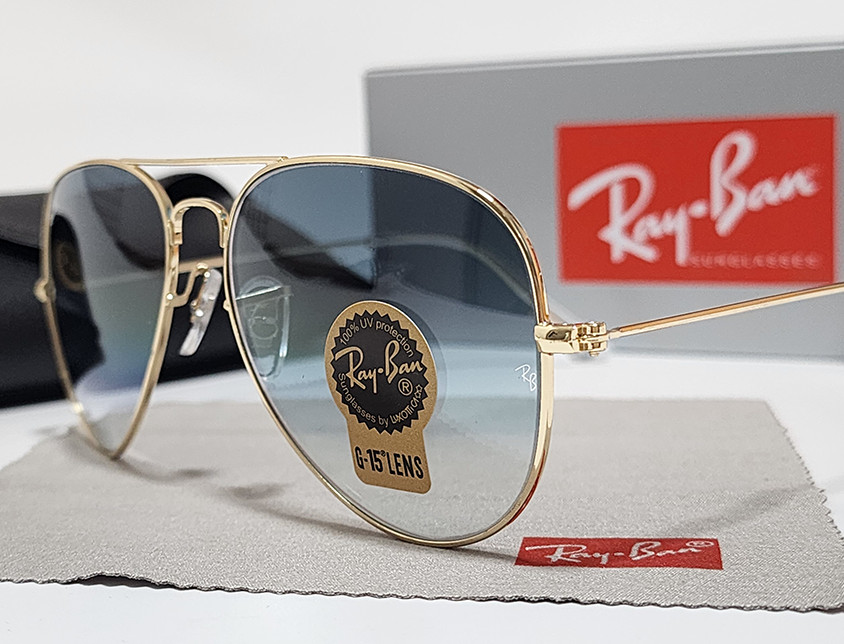 New Ray-Ban RB3025 Aviator Pilot Sunglasses Gold Frame 58mm Glass Blue Lens 58mm
