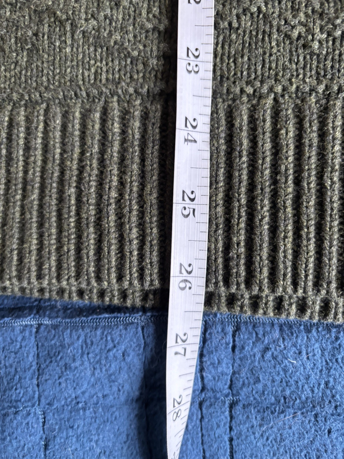 J Crew Sweater Men Small Olive Green Combination Guernsey Stitch Knit Sweatshirt