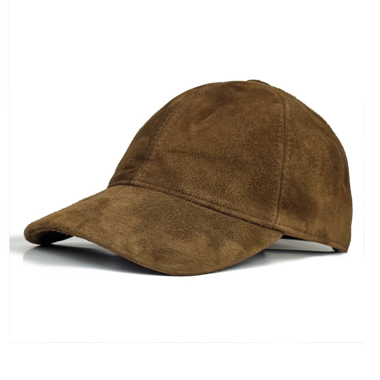 Real Suede Leather Baseball Cap for Men – Handmade Premium Quality Brown