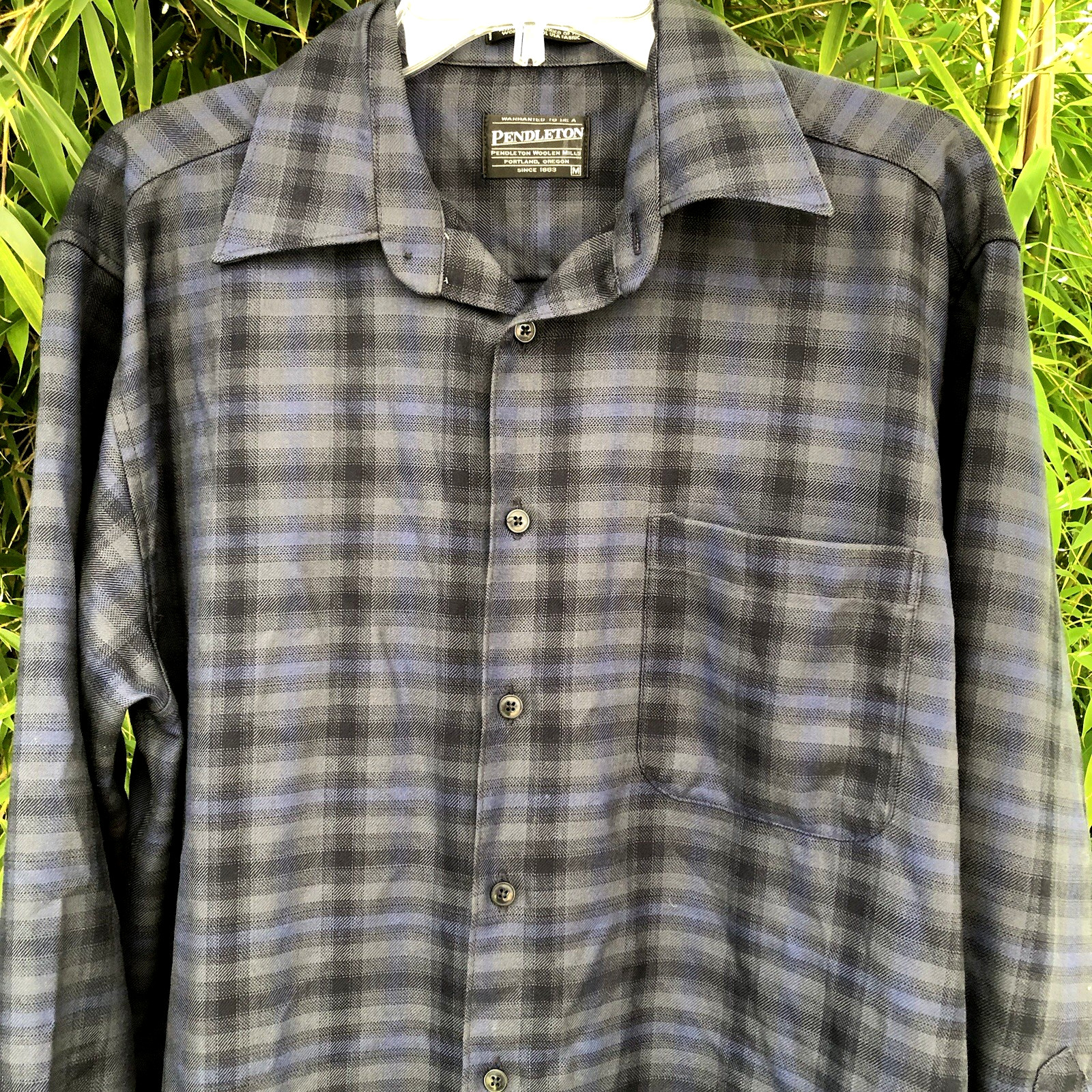 Pendleton Urban Wool Shirt Blue Plaid M Long Sleeve Classic Casual Everyday