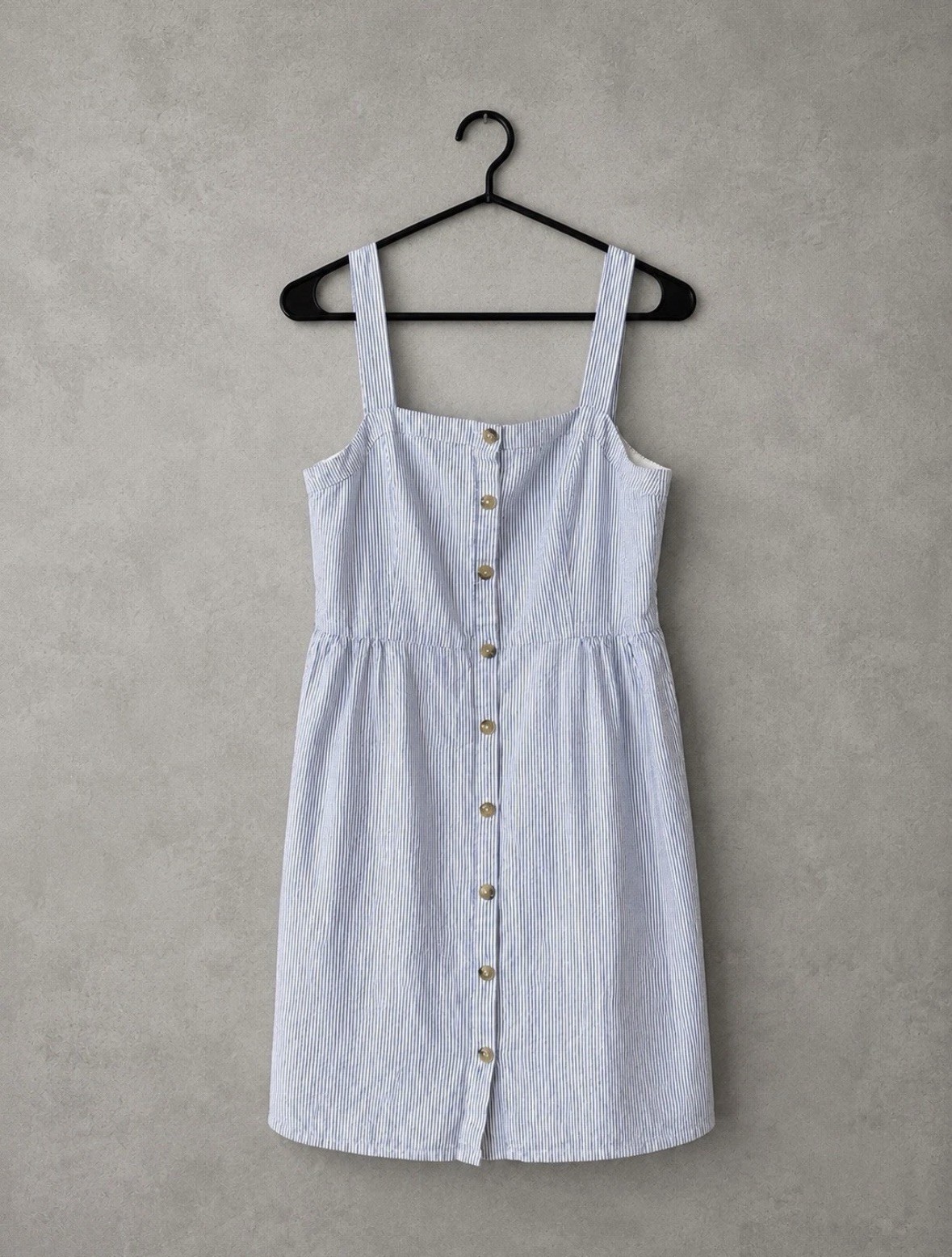 J. Crew Seersucker Dress Blue White Striped Button Front Women Size 12
