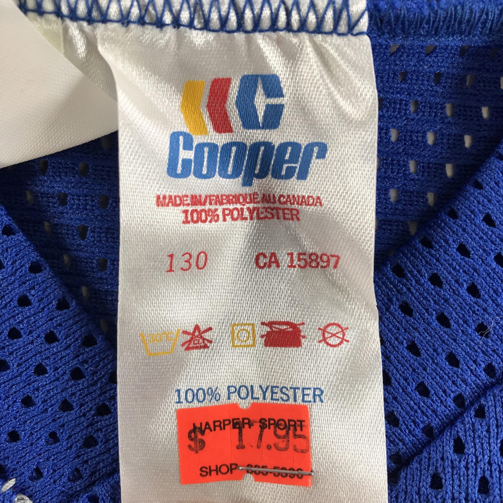 Vintage Cooper Hockey Jersey Mens Medium Royal Blue Oversized Relaxed Fit