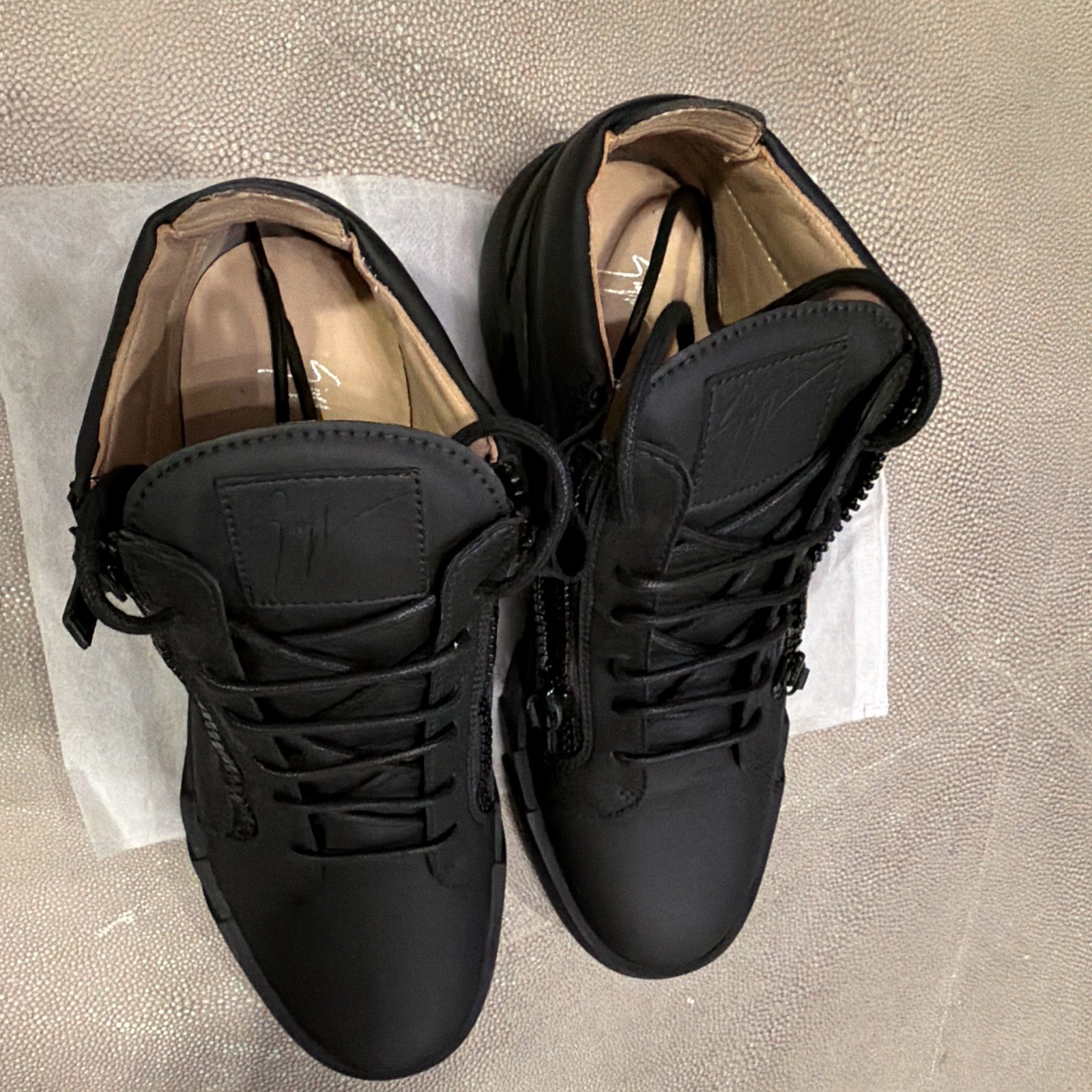 Giuseppe Zanotti Double-Zip Men’s Black High-Top Lace-Up Sneakers
