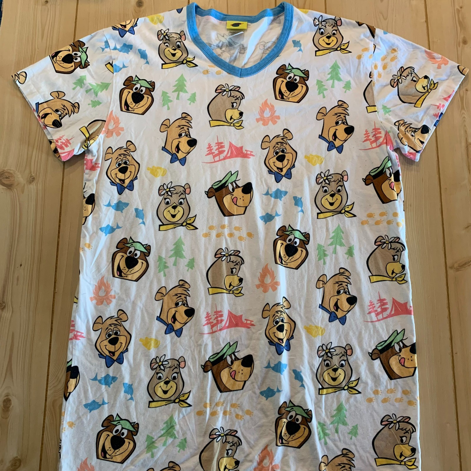 Vintage Hanna Barbera Yogi Bear Sleeping Pajama Shirt Nightgown Women’s One Size