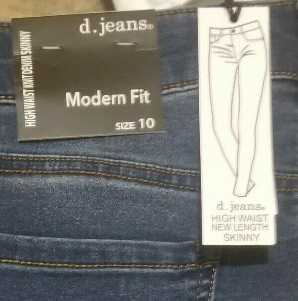 d.Jeans Skinny Stretch High Waist Jeans 28″ Inseam 5 Pocket Jeggings w/Zipper
