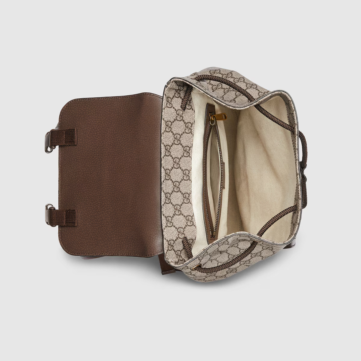GUCCI OPHIDIA SMALL BACKPACK Beige & Ebony GG Supreme Canvas. # 792114FADMF9794