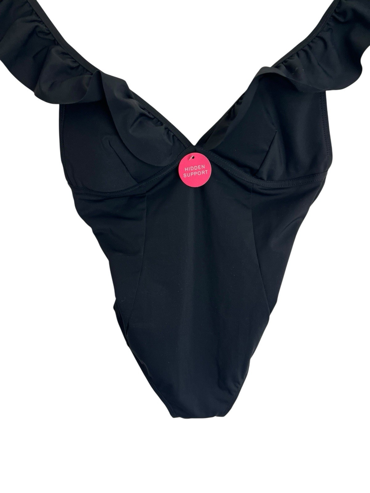 Monsoon New Swimsuit Accessorize Black Ruffle Shaping RRP £40 Size 8