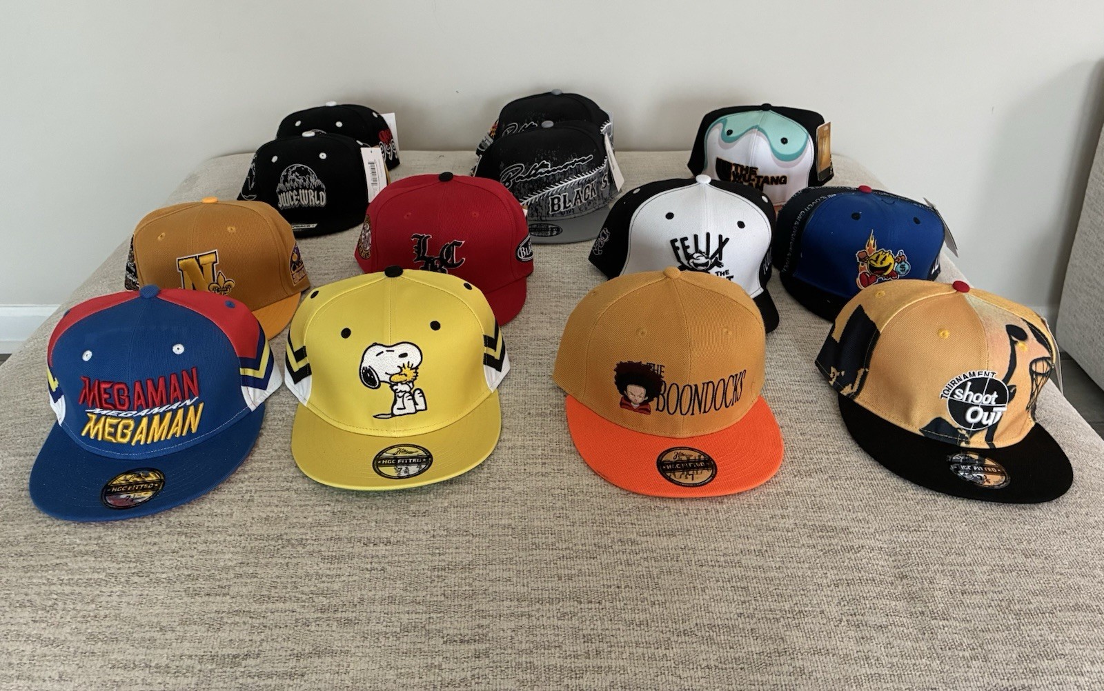 Assorted Lot of Fitted and Only 2 Snapback Hats! Various sizes Most Adult Sizes.