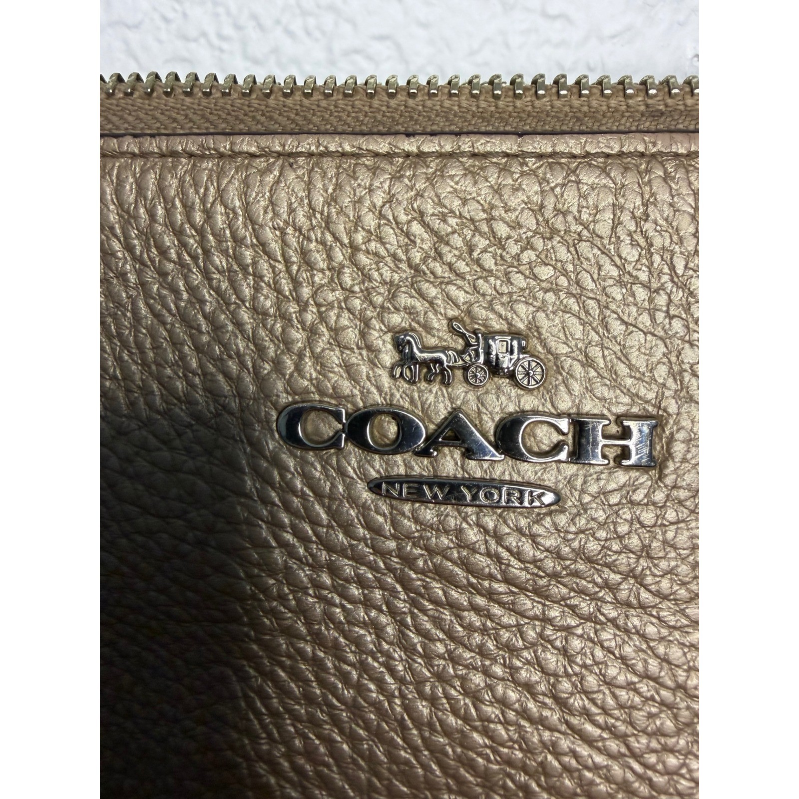 Coach Ava Chain Tote Metallic Gold Pebbled Leather Shoulder Bag F28930