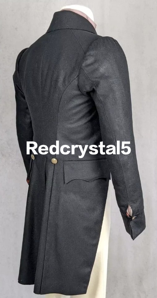 New Men Black Wool Regency 1810 & 1830 Coat, Jacket British Tailcoat Fast Ship