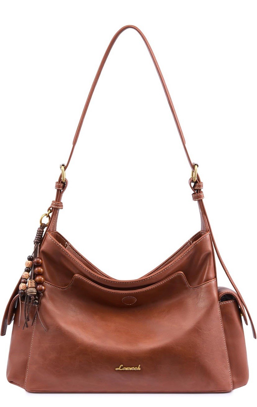 LOVEVOOK Brown Shoulder Bag Gold Hardware Zip Magnetic