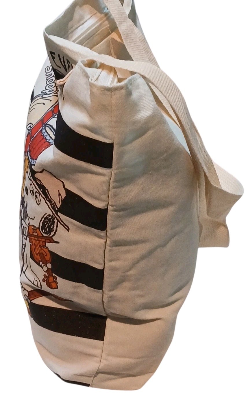 Peanuts -Large Snoopy Canvas Tote Bag,Meet Snoopy’s Family,Inside Pocket, Zipper