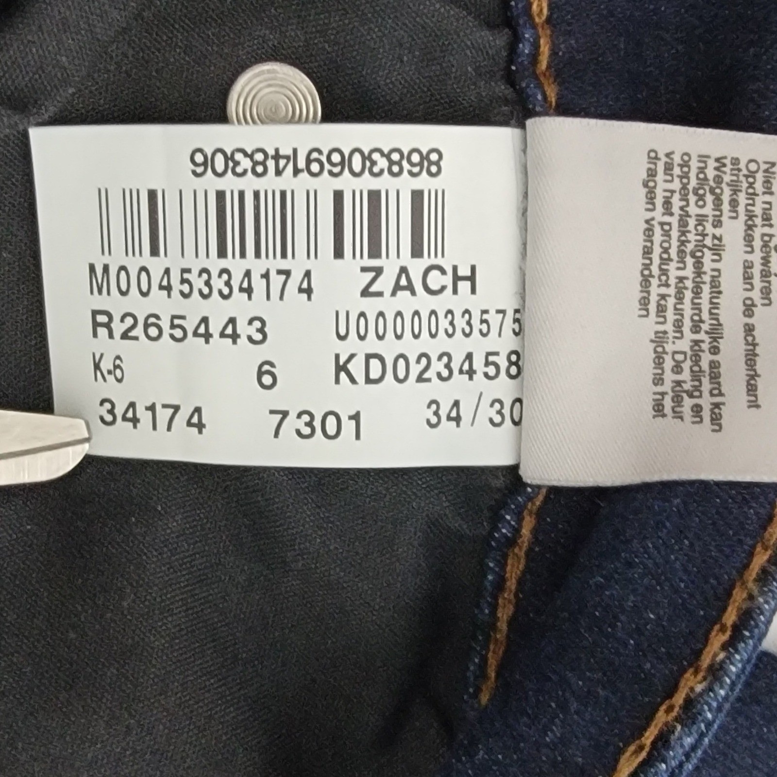 Mavi Zach Straight Leg Jeans Mens 34×30 Dark Indigo Stretch Denim Classic Fit