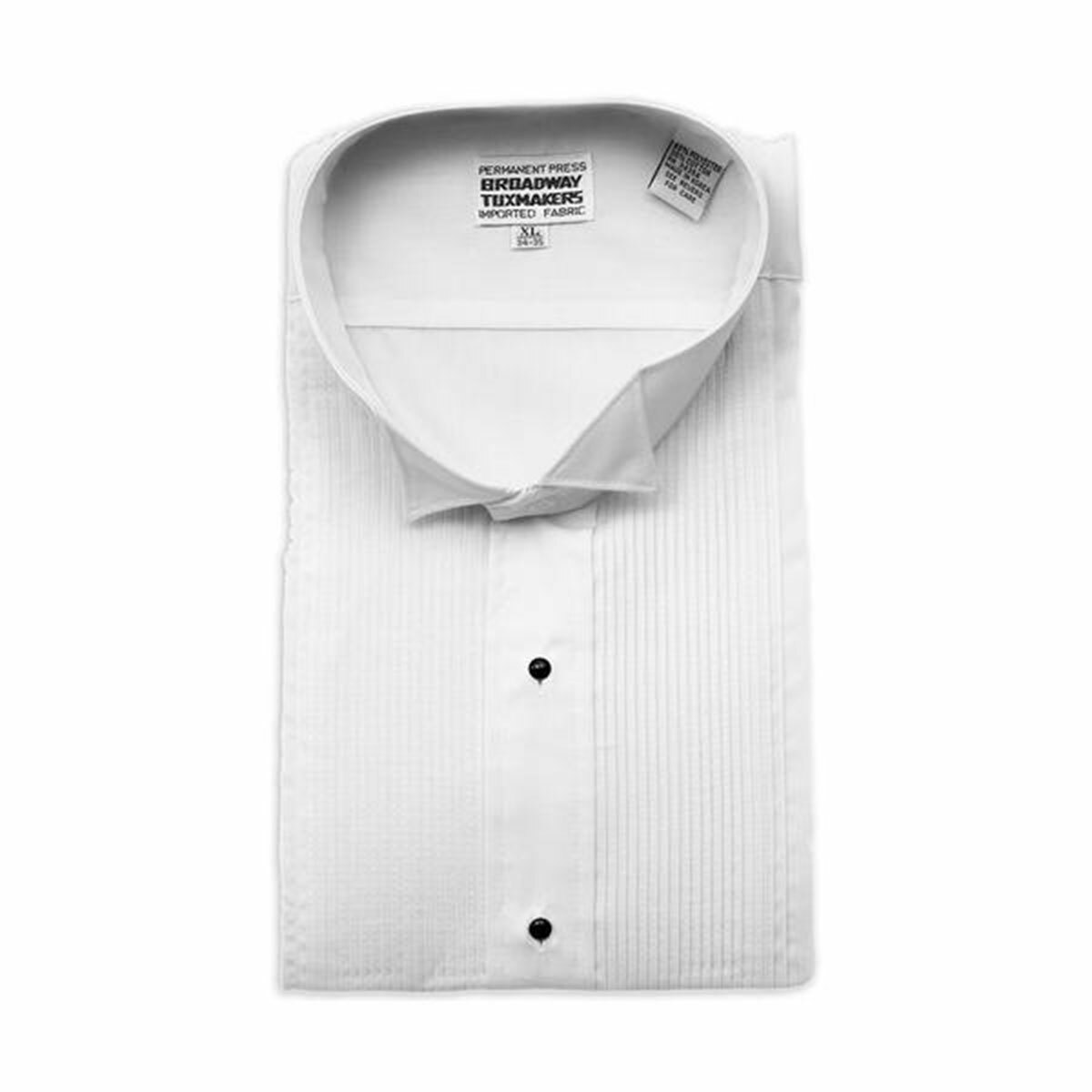 Mens White Tuxedo Shirt, Wing Collar & 1/8″ Pleats