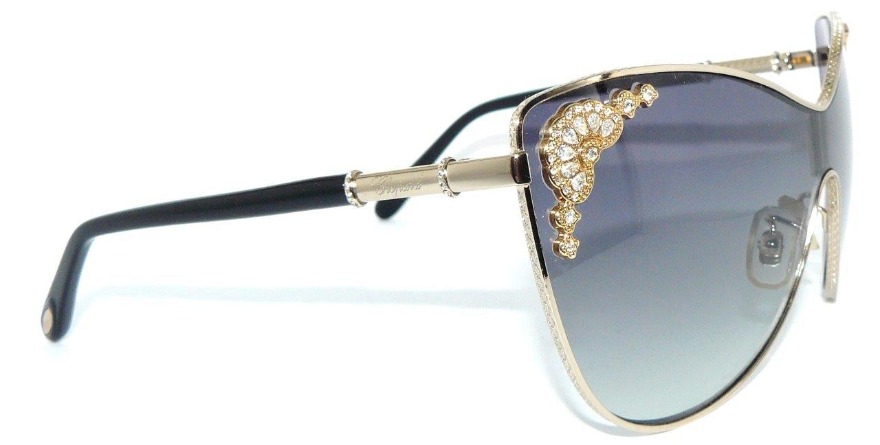 CHOPARD SUNGLASSES GOLD BLUE SCHC83S RHINESTONE CRYSTAL LOGO LUXURY WOMEN BAG