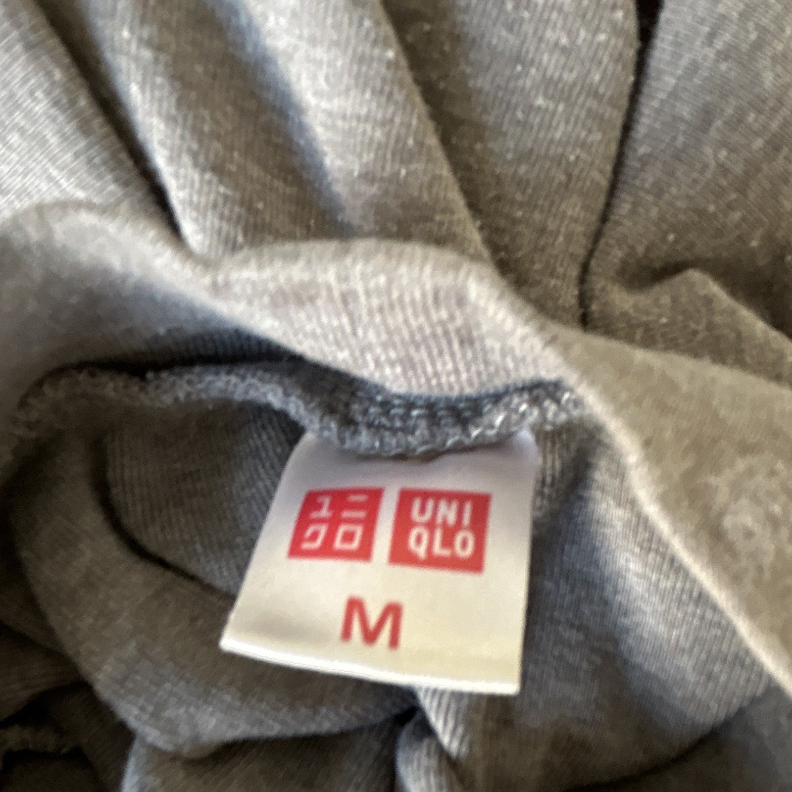 UNIQLO Men’s Gray Solid Cotton Jersey Crew Neck Long Sleeve T-Shirt Size M