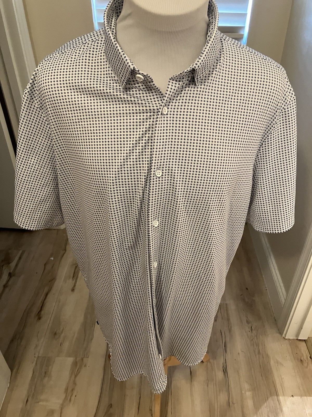 Mizzen + Main Mens Shortsleeved Shirt Blue Geo 1KS-0527 Casual