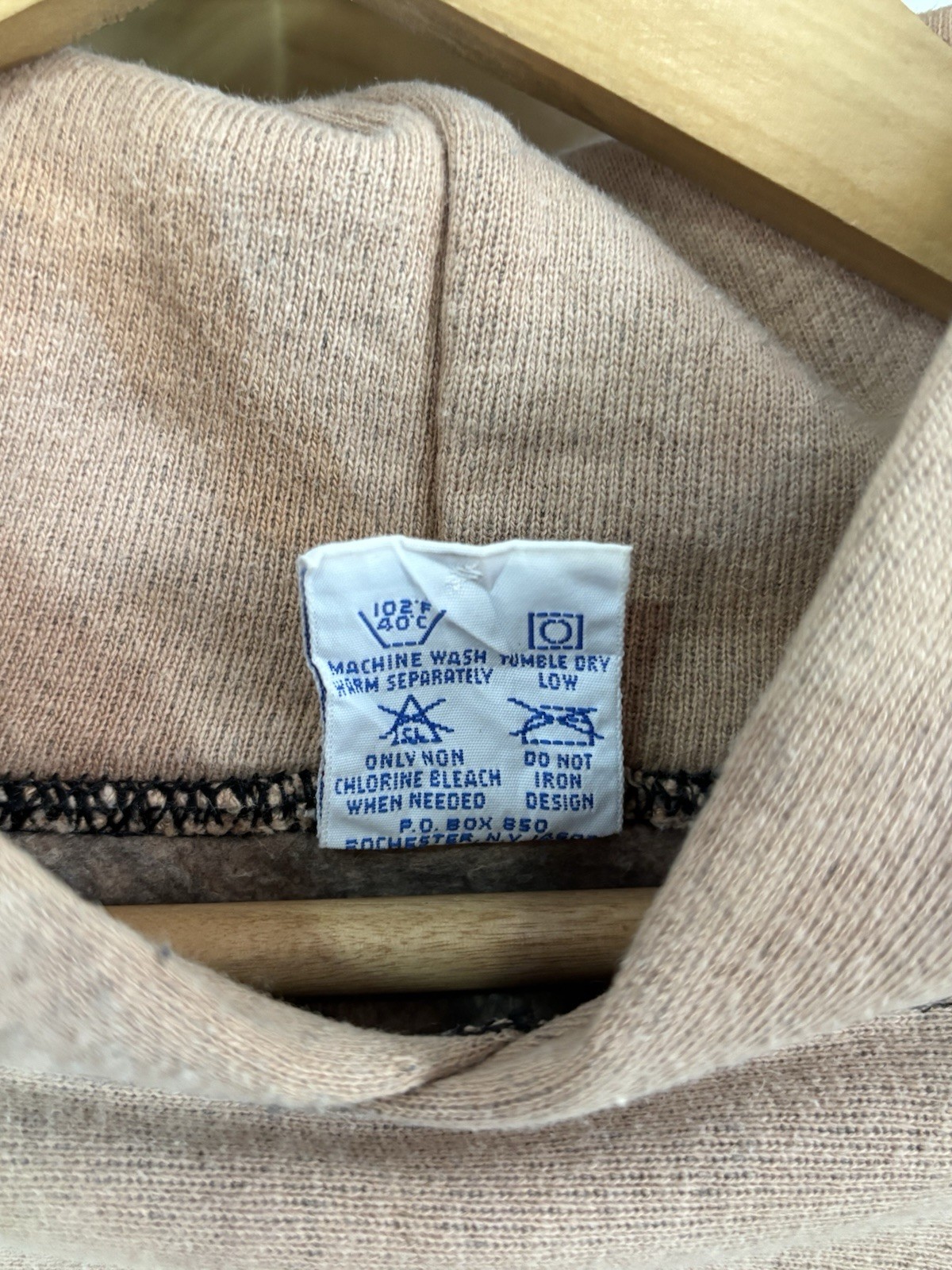 Vintage Champion Reverse Weave Hoodie Mens XL Beige 90S Pullover Sweatshirt USA