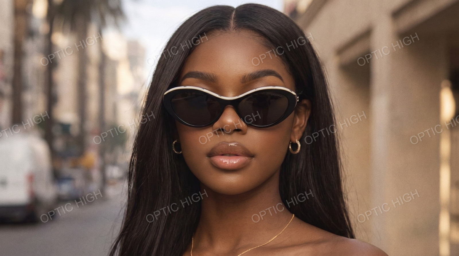 CHANEL CH5416 Beige & Black Acetate Oval Sunglasses