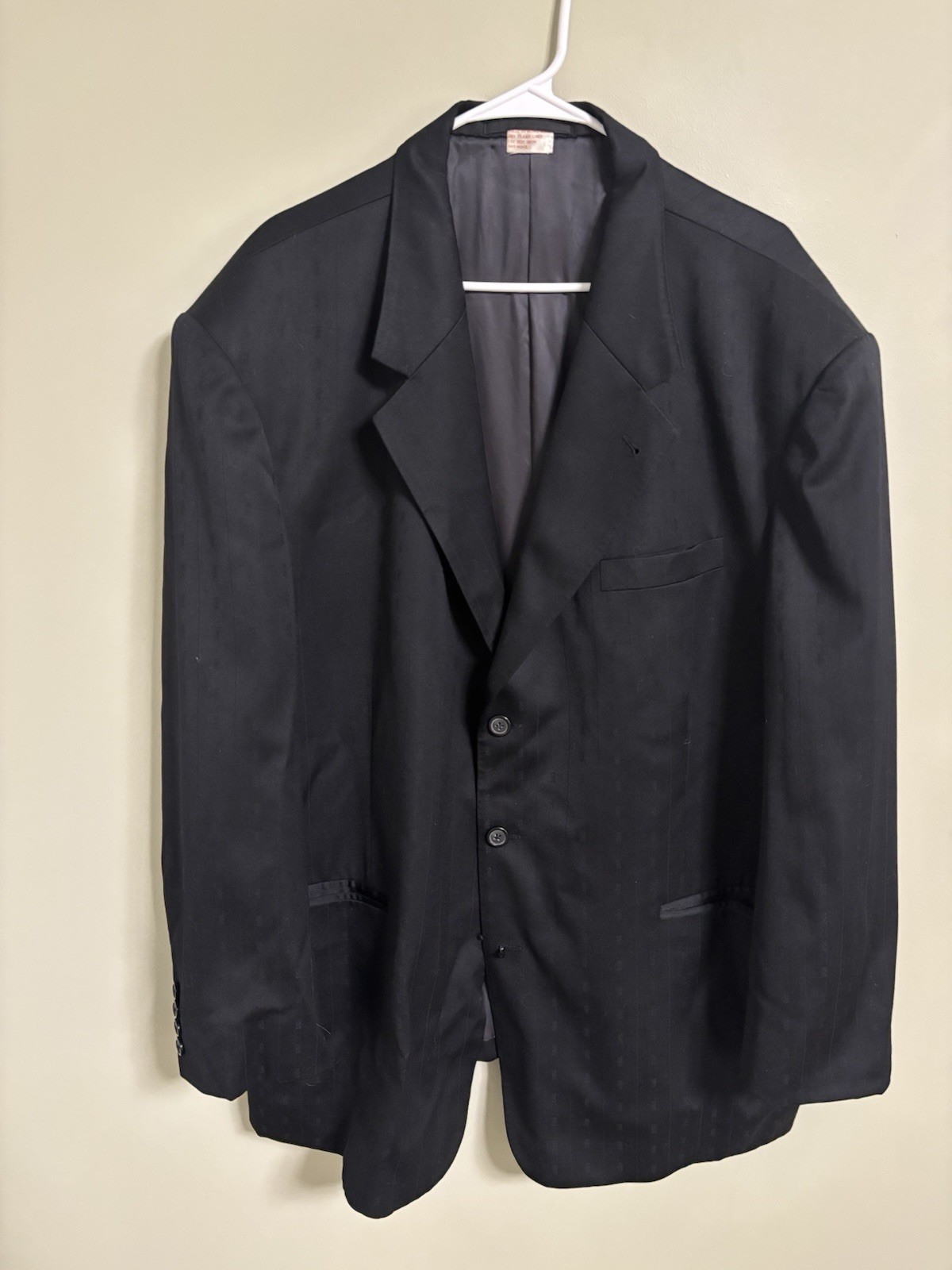 Custom Tailored Blazer Gianni Versache Fabric Black Wool Size 54 3 Button