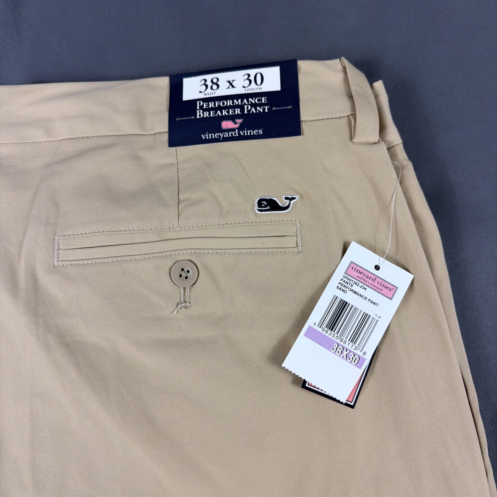 Vineyard Vines Golf Pants Performance Breaker 38 x 30 Sand Nylon Spandex NWT