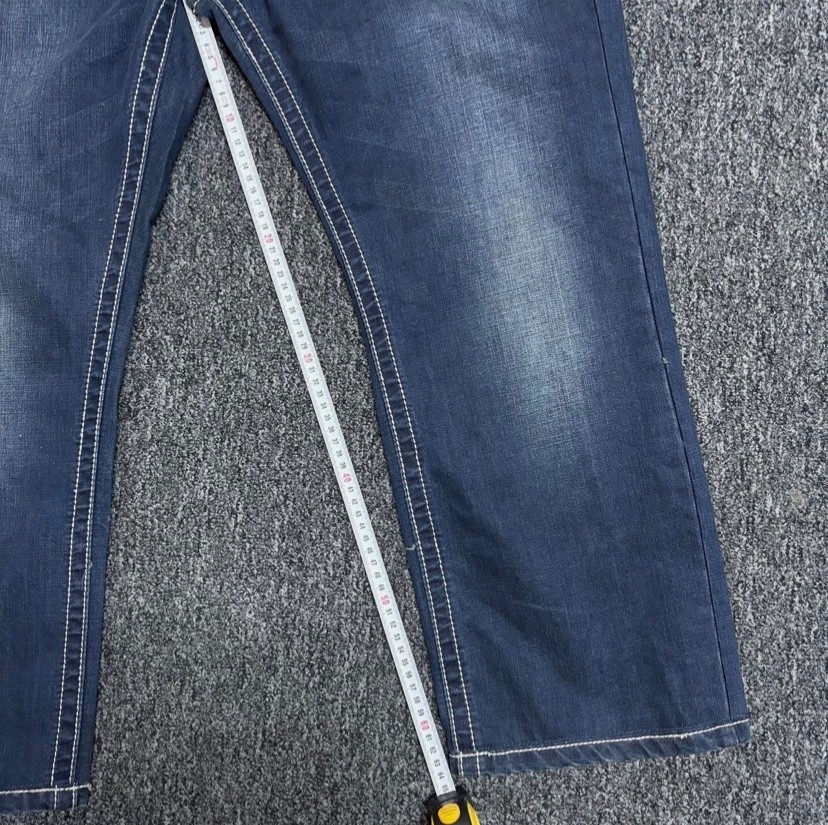 True Religion Men’s Straight Jeans | Blue Denim with White Stitching