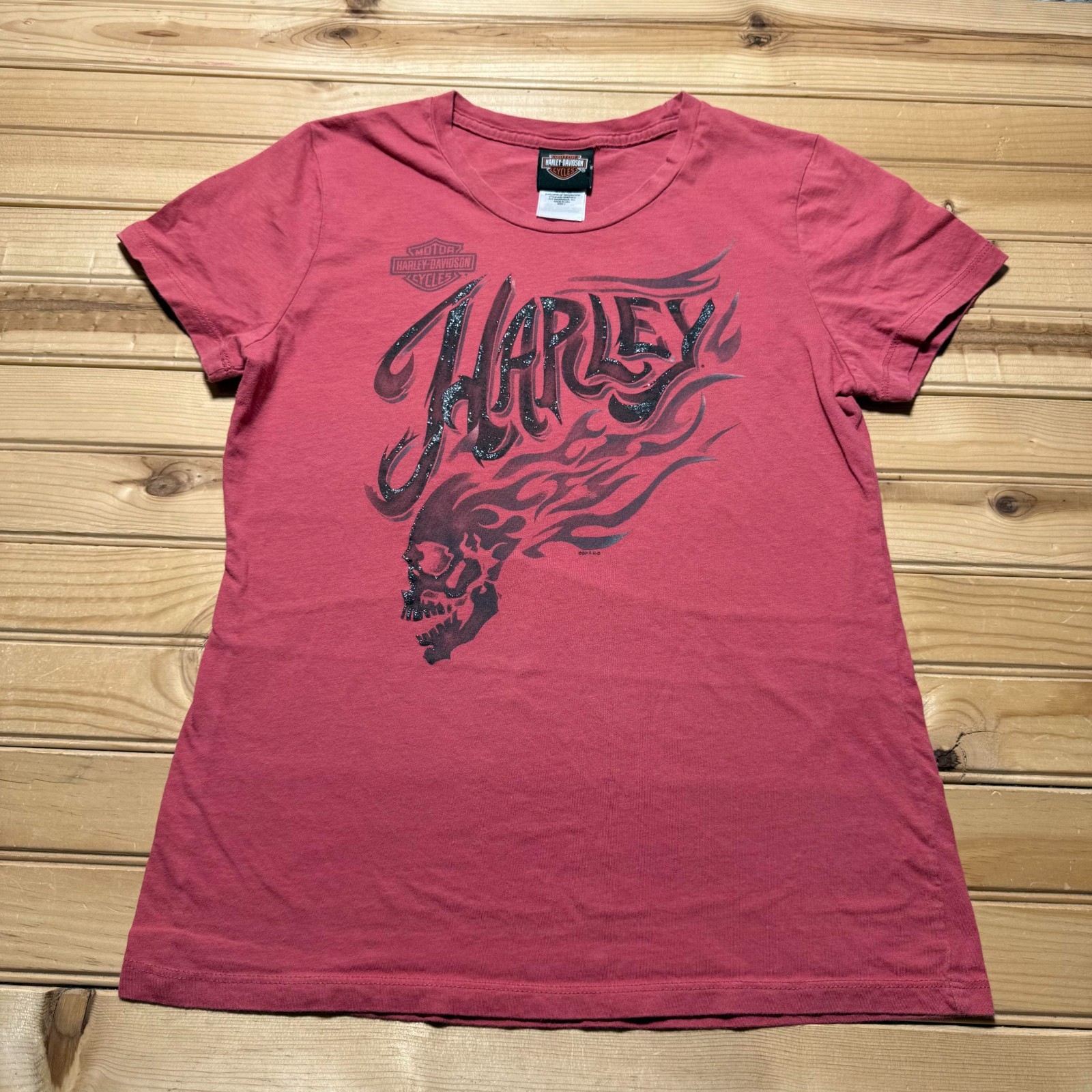 Harley Davidson Thunder Mountain Loveland Colorado Skull Glitter Shirt USA Large