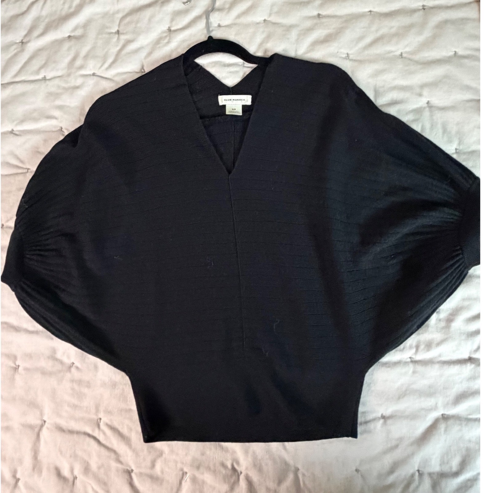 Club Monaco Wool Sweater Top Small Black Old Money Quiet Luxury Minimal Classic