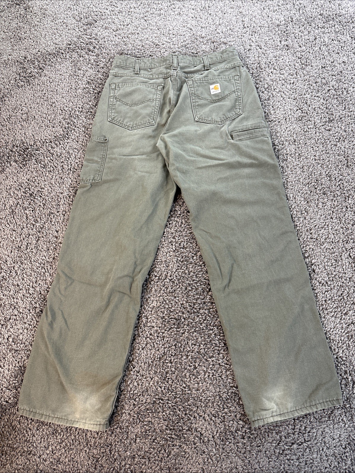 Carhartt FR Work Pants 33×32 Flame Resistant CAT 2 Original Fit FRB159-MOS Green
