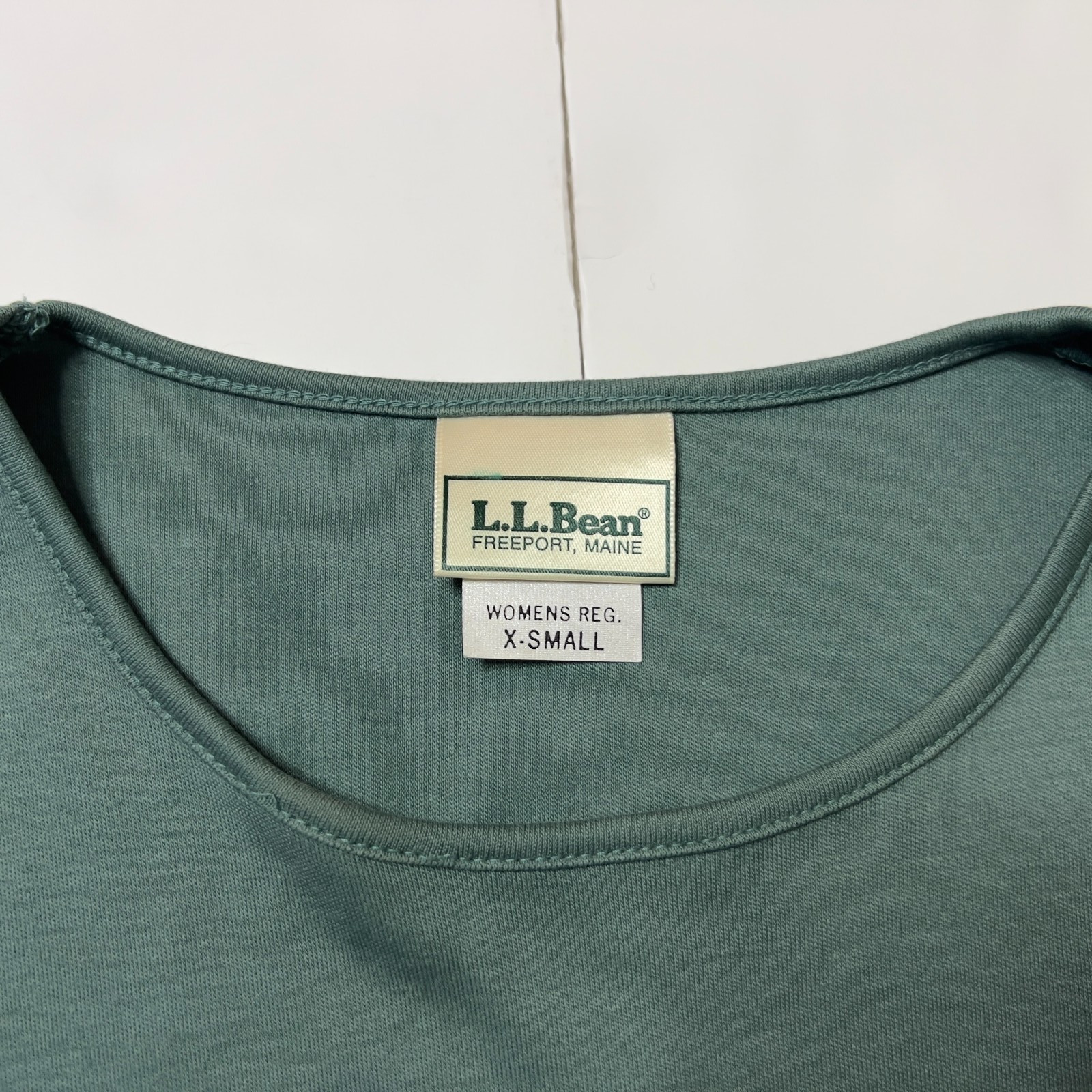 L.L. Bean Long Sleeve Top Womens XS Forest Green Crew Neck Fitted Knit Shirt
