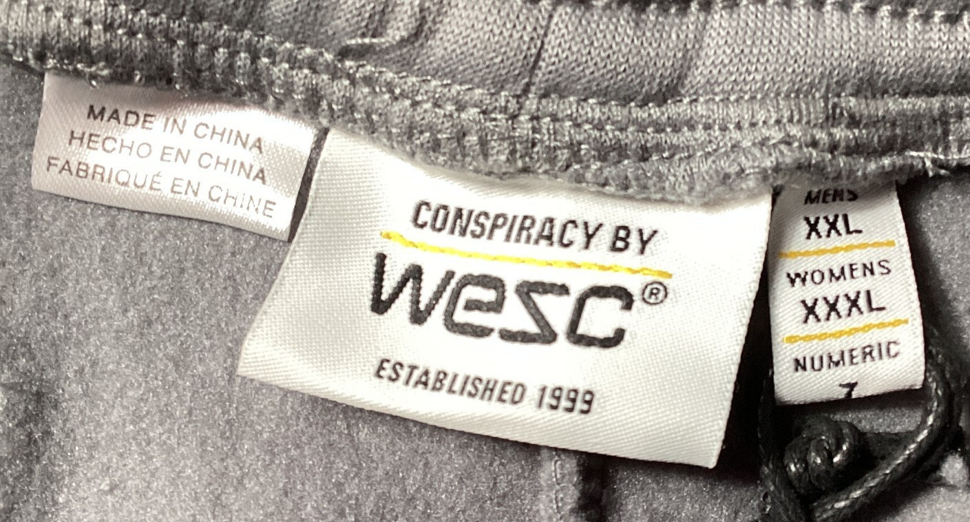 WeSC: Unisex Gray Cargo Sweatshorts, 2 Large Flap Cargo Pockets, Size XXL