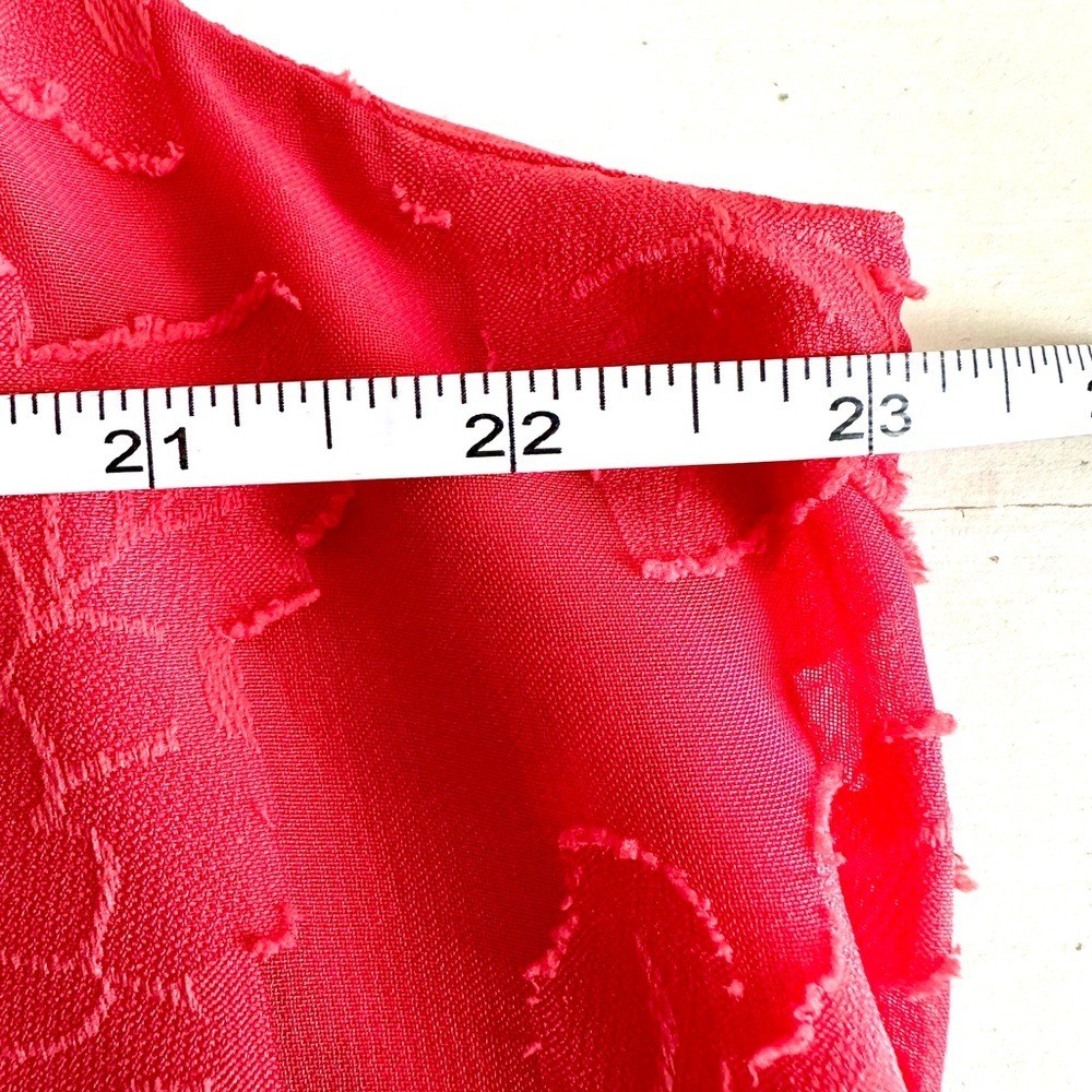 KENAR Bright Red Floral Sleeveless Keyhole Twisted Mock Neck Blouse Women’s XL