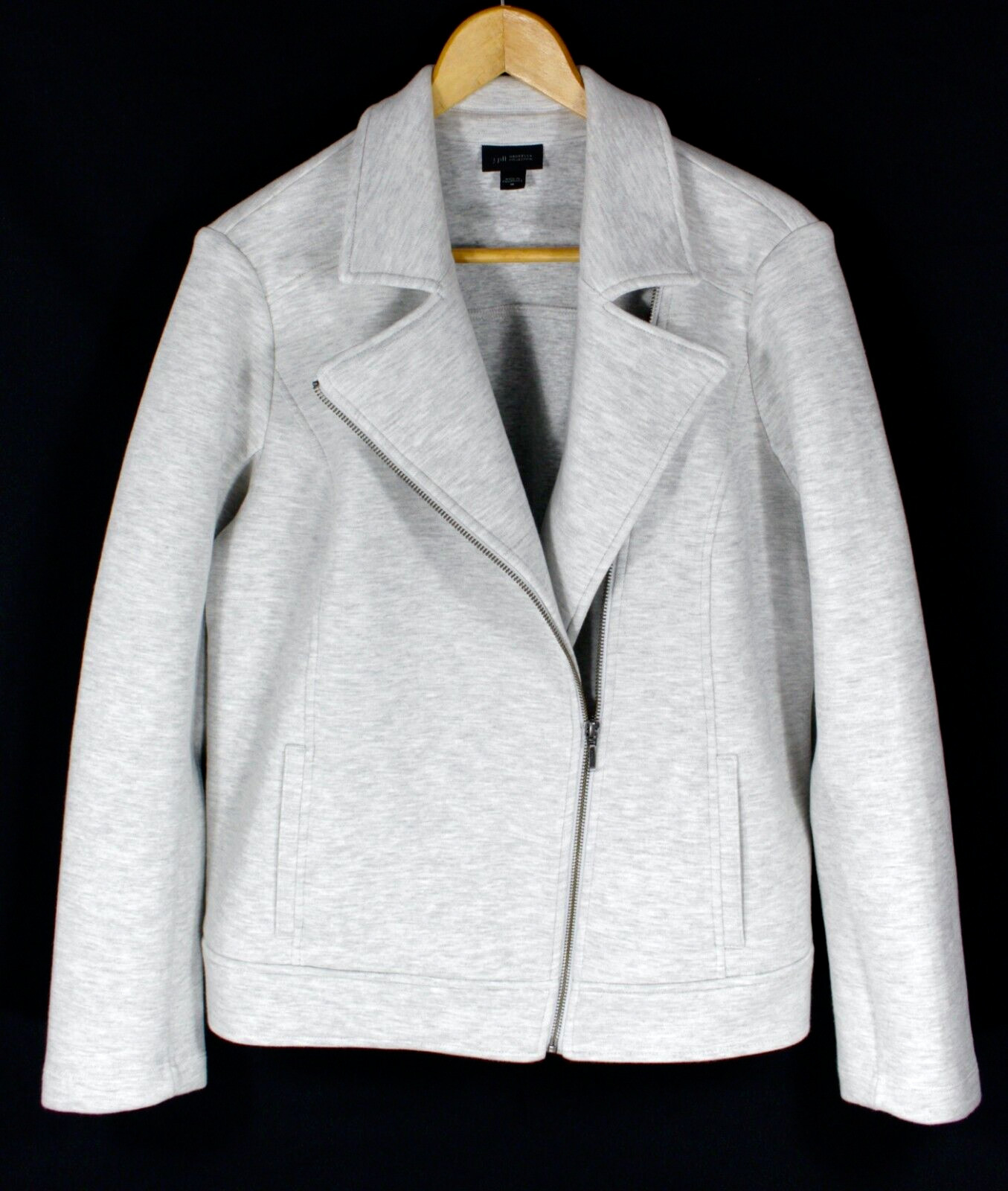 J.Jill Wearever Collection Moto Zip Jacket Medium Heather Gray Business Casual
