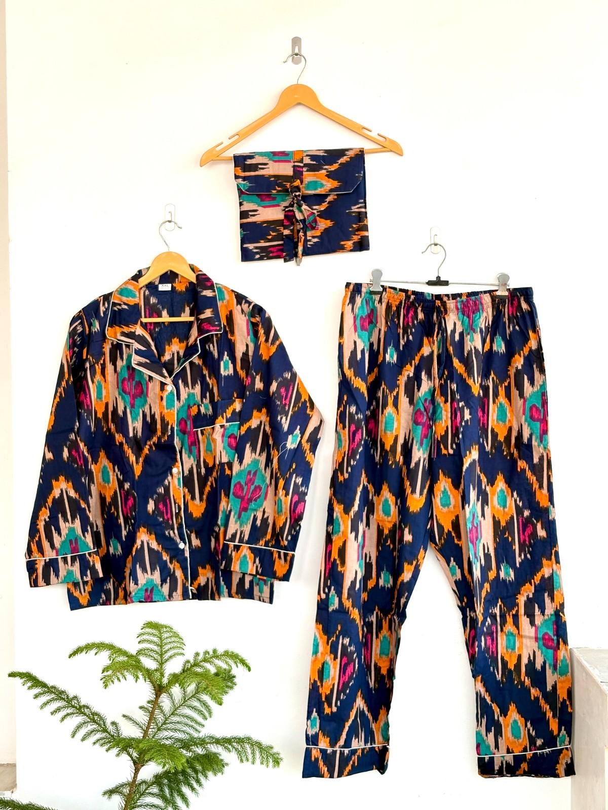 Hand Block Print Cotton Pajama Set: Indian Floral Nightwear