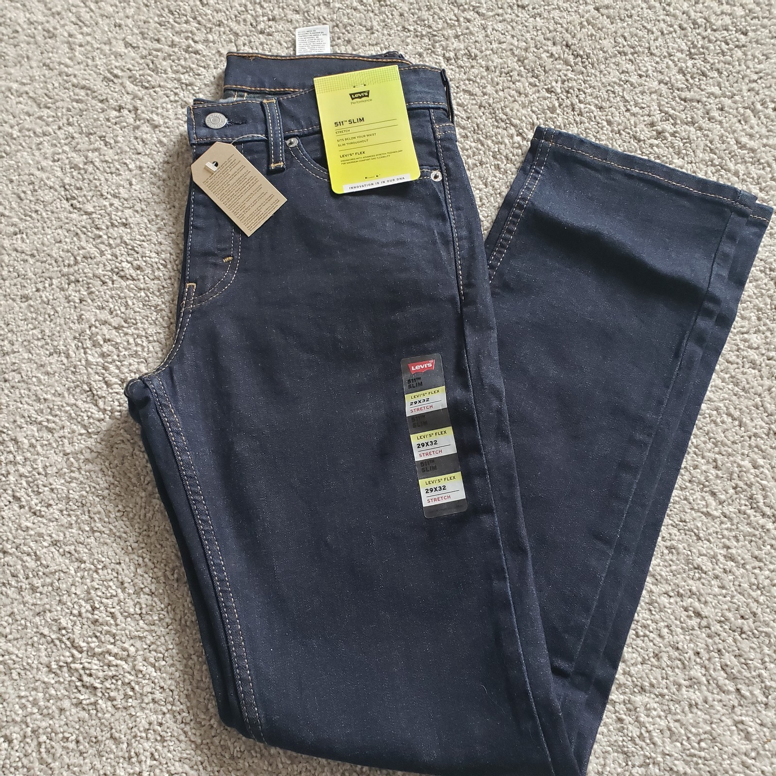 NEW Levi’s 511 Mens Jeans 29x 32″, Denim Stretch Slim Fit 29 waist, 32 length