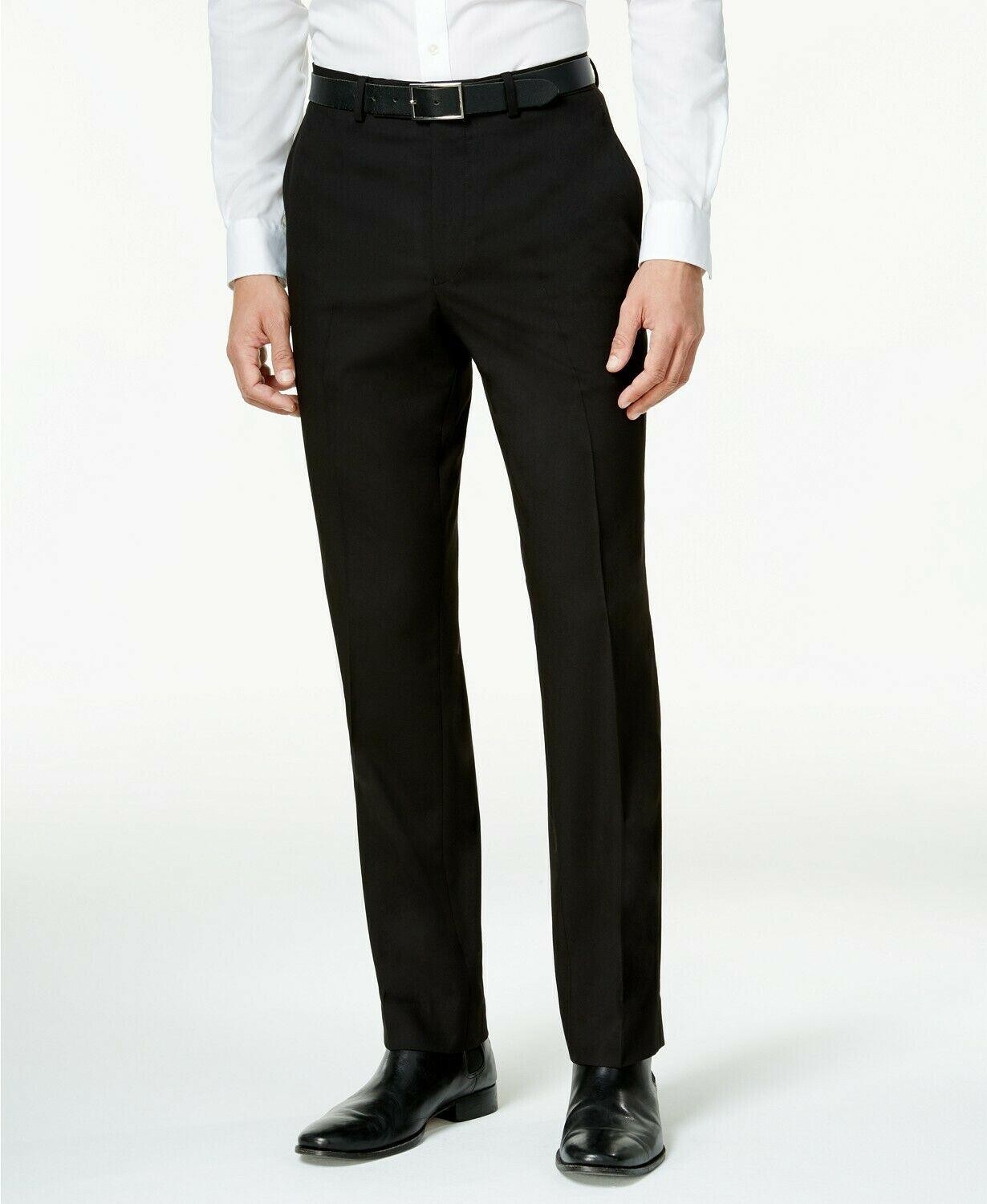 Kenneth Cole Mens Slim Fit Dress Pants 35 X 32 Black 29354084-084